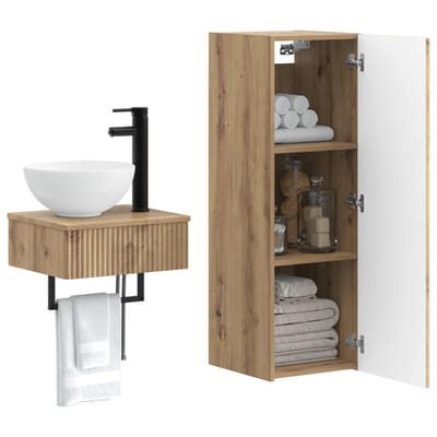 vidaXL - Badkamermeubel - Set - 2 - st - Artisanaal - eiken - 33 - x - 34,5 - x - 100 - cm