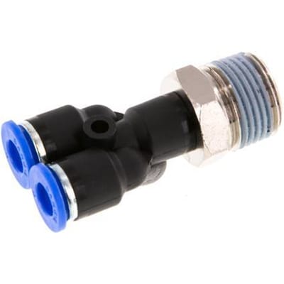 6mm x R3/8'' Y-koppeling Messing/PA 66 Insteekfitting Buitendraad Draaibaar NBR [2 Stuks]