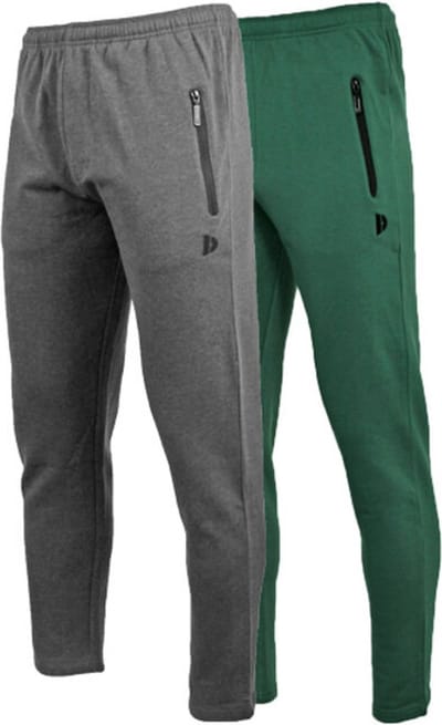 2-Pack Donnay - Joggingbroek met rechte pijp (Sky) - Sportbroek - Heren - Forrest green/Charcoal-marl (429) - maat XXL