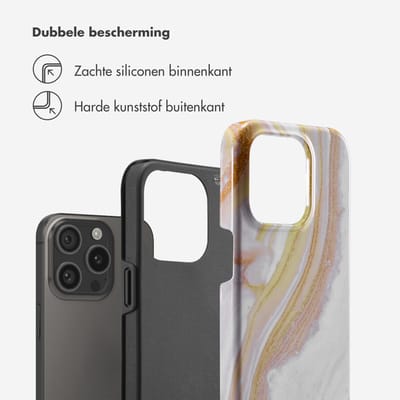 Selencia Hoesje - Geschikt voor Apple iPhone 15 Pro - Backcover - Chic Marble Gold
