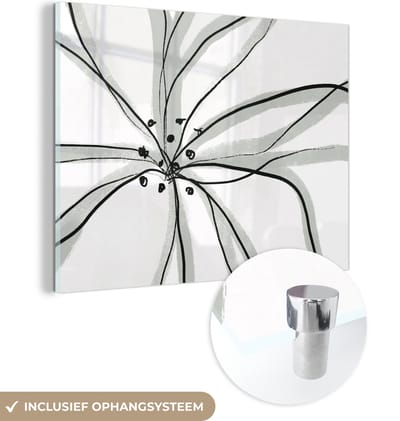 MuchoWow® Glasschilderij 120x90 cm - Schilderij acrylglas - Bloemen - Abstract - Design - Foto op glas - Schilderijen