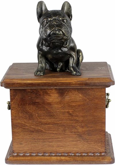 Houten urn voor Franse Bulldog - urn met honden silhouet voor as
