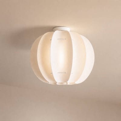 Lindby - plafondlamp - 1licht - textiel, kunststof, ijzer - H: 40 cm - E27 - crèmewit