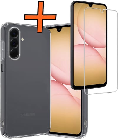Hoes - Met Screenprotector - Geschikt voor Samsung Galaxy A17 - Sterk & Shockproof - Back Cover - Siliconen Case - Telefoon Hoes - Transparant