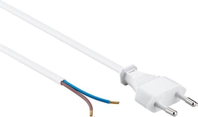 CEE 7/16 - 2-aderig open eind stroomkabel - 2x 0,75mm / wit - 1,5 meter