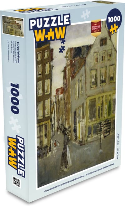 Puzzel De Lauriergracht bij de Tweede Laurierdwarsstraat - Schilderij van George Hendrik Breitner - Legpuzzel - Puzzel 1000 stukjes volwassenen