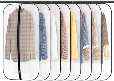 PromoHome Kledingbeschermhoes 8 stuks 60x120 cm Transparante Kledingzakken met Ritssluiting voor Pakken, Jurken, Overhemden en Jassen - Luchtdichte Opslaghoes voor Kledingbescherming