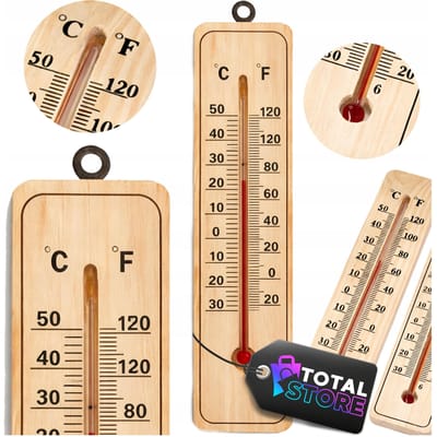 Merkloos - Binnen/Buitenthermometer - Hout - Analoog - Geen Batterijen