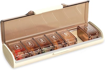 Tablettenbox voor 7 dagen met grote vakken, pillendoos voor medicijnen, voedingssupplementen en vitaminen