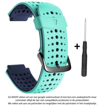 Cyaan Blauw siliconen horlogebandje geschikt voor de Garmin Forerunner 220, 230, 235, 620, 630, 735XT, Approach S20, S5 & S6 - sporthorlogeband - polsband - strap - siliconen - cyan blue artificial rubber
