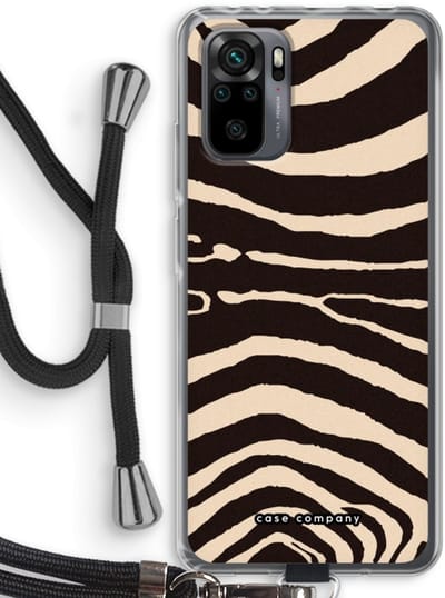 Case Company® - Hoesje met koord geschikt voor Xiaomi Redmi Note 10 Pro hoesje met Koord - Arizona Zebra - Telefoonhoesje met Zwart Koord - Bescherming aan alle Kanten en Over de Schermrand