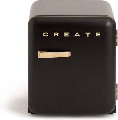 CREATE - Koelkast in retrostijl - Zwart - Handvat Goud - FRIDGE RETRO 48L