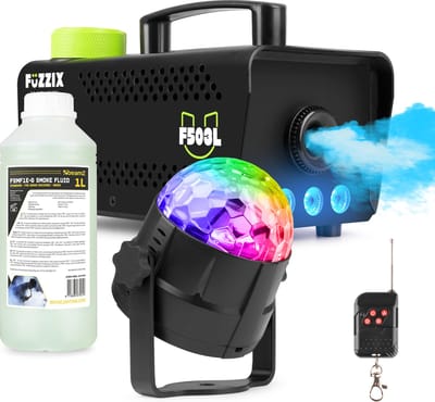 Fuzzix Partyset met F503 rookmachine met LED - 1L rookvloeistof - Tornado Discolamp