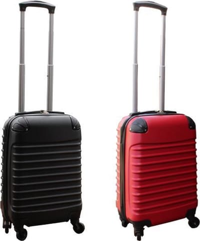 Travelerz kofferset 2 delig ABS handbagage koffers - met cijferslot - 27 liter - zwart - rood