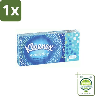 1 x Kleenex - Zakdoekjes - Everyday - 8 Pakjes Zakdoekjes - Zakdoekjes - Tissues - Schoonmaak - Reiniging - Vlekken Verwijderen