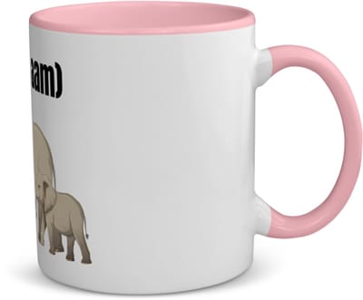 Akyol - olifant en kleine olifant met eigen naam koffiemok - theemok - roze - Olifant - olifanten liefhebbers - iemand die houdt van olifanten - verjaardag - cadeau - kado - 350 ML inhoud