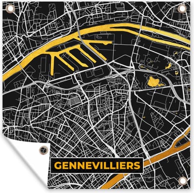 Tuin poster Plattegrond – Gennevilliers – Stadskaart – Kaart – Frankrijk - 200x200 cm - Tuindoek