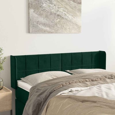 vidaXL - Hoofdbord - met - randen - 147x16x78/88 - cm - fluweel - donkergroen