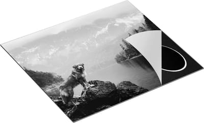 Chefcare Inductie Beschermer Retriever Hond bij het Water in de Bergen - Zwart Wit - 60x50 cm - Afdekplaat Inductie - Kookplaat Beschermer - Inductie Mat