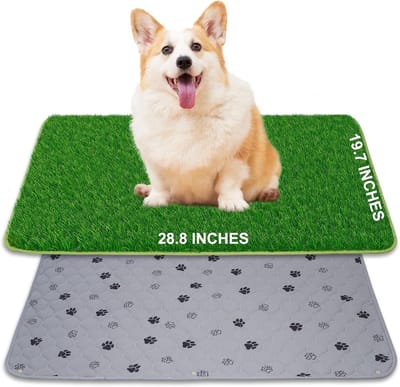 Hondentoilet Mat - Puppy Toilet - Zindelijkheidstraining - Combinatie Kunstgras Pad - 50 x 73 cm - Groen Grijs