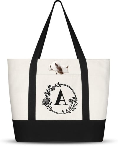 Persoonlijke Canvas Tote Bag met Initialen, Ideale Shopper en Cadeau voor Vrouwen, Moeders en Verjaardagen