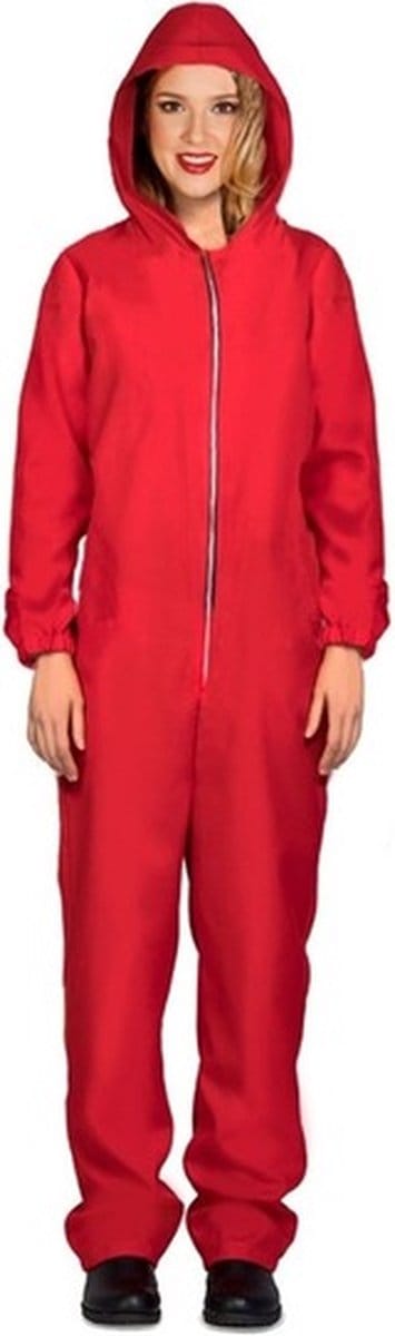 Fiestas Guirca Verkleed overall gevangene Papel - rood - voor volwassenen - gevangenis outfit M/L