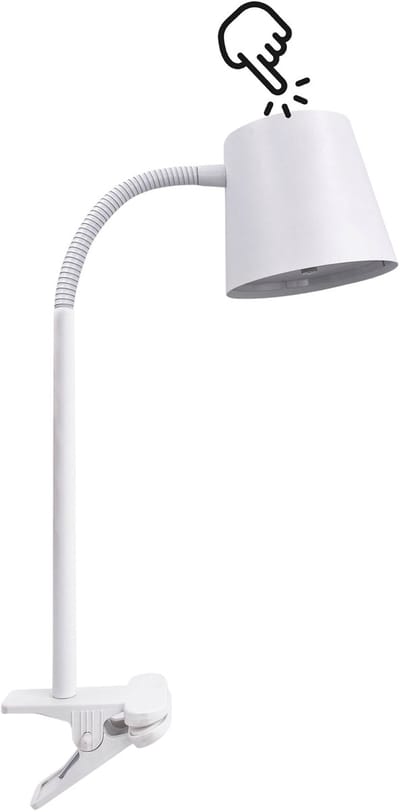 Trango Batterij Oplaadbare LED Clip Lamp 2017-22W in White Touch Traploos dimbaar 6W 2700K Warm Wit IP44 Spatwaterdichte Klem Lamp voor Slaapkamer Leeslamp Camping Tuin Tafellamp