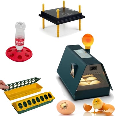 UniEgg™ Kuikenpakket House automatische broedmachine 10 t/m 50 eieren met ingebouwde schouwlamp, warmteplaat, voer en drinkbak