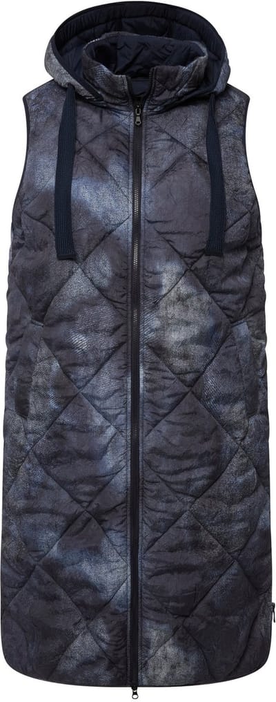Ulla Popken - Dames - longline bodywarmer zipper opzij opstaande kraag mouwloos - Blauwgrijs - Maat 46+