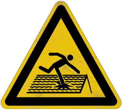 Instortingsgevaar dak waarschuwingsbord - W036 | Sign Again materiaal | 15 cm