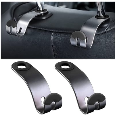 Dailygoods- Autohoofdsteunhaken 2 Stuks - Draagbare Organizer - Rugleuninghaak - Haak voor Autostoel - Zwart - Maximale Belasting 30 kg - Autohaken