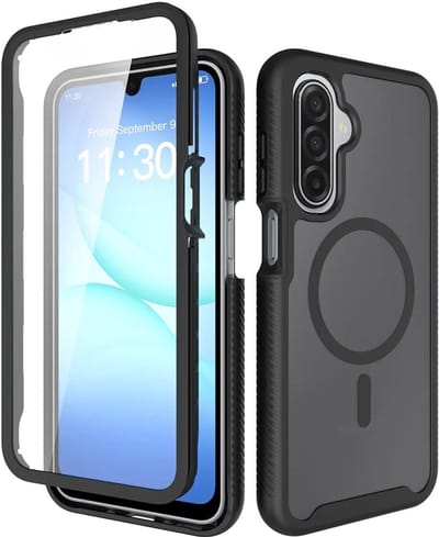 Hoesje met Ingebouwde Screenprotector Geschikt voor Samsung Galaxy A17 / A16 / A26 - Compatibel met MagSafe / Qi2 - Full Protect - Schokbestendige Beschermhoes - Case Matte Zwart