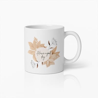 330 ml Heb een Fijne Dag Mok – Inspirerend Bloemen Ontwerp Keramische Koffiemok, Motiverend Cadeau voor een Positieve Mindset