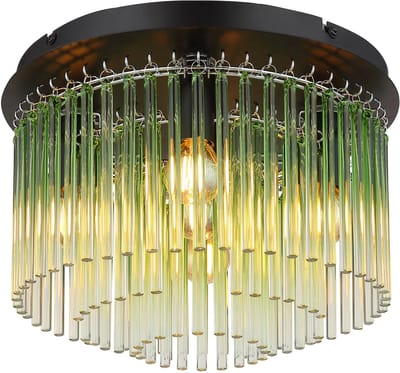 Plafonniere - zwart - GORLEY - glas - Ø 32cm - E14 - 15698DG - Globo