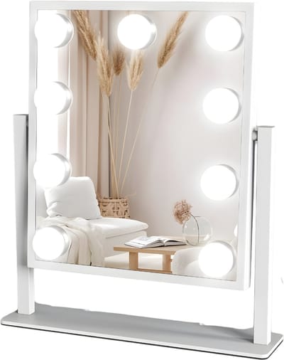 Ploutos® Vanity Spiegel - Verlichte LED Spiegel met Dimbaar Licht – Compact Design voor Kaptafel - Wit - 36cm x 29cm x 6cm