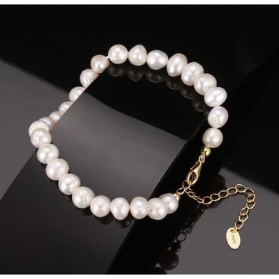 Sieraden S925 Sterling Zilver Armband Natuurlijke Zoetwaterparel Barok Verstelbaar gray