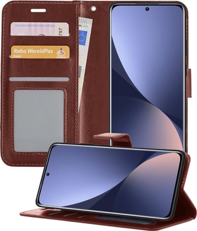 Hoesje - Geschikt voor Xiaomi 12X - Luxe Bookcase - Walletcase Hoes - Portemonnee - Cover - Telefoonhoes - Bruin