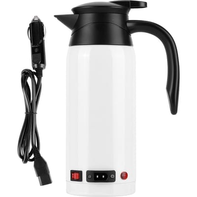 Bouilloire électrique portable haute capacité 800 ml avec allume-cigare pour voiture 12 V/24 V(blanc blanc