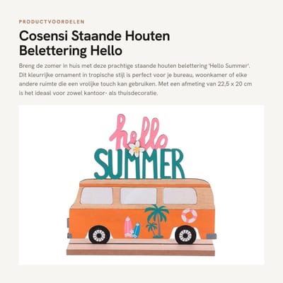 Dailygoods- Belettering Houten Decoratie - Tropische Stijl - Desktop Ornament - Zomer/Lente - Cadeau voor Elke Gelegenheid - Perfect voor Woonkamer/Kantoor