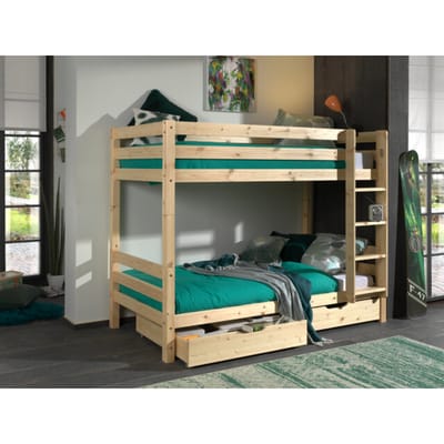 LUCEVI - Pino Stapelbed H160CM + Ladder + 2 Lades - Bruin - 90x200 cm