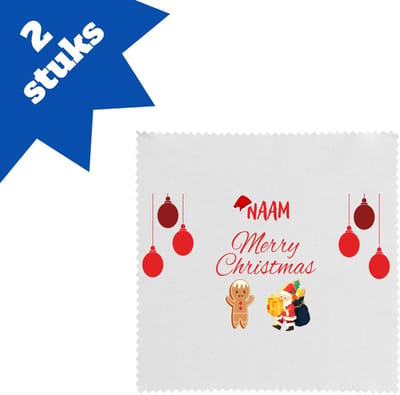 Akyol - kerst merry christmas met eigen naam brillendoekjes - Kerstmis - kerst beker - winter - kerst - christmas - kerst cadeau - 17,8 bij 17,8 cm - 2 stuks