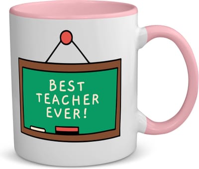 Akyol - best teacher ever koffiemok - theemok - roze - Docent - meesters of juffen - leraren - verjaardag - afscheidscadeau - geschenk - kado - 350 ML inhoud