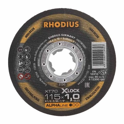 Rhodius - Doorslijpschijf voor inox - Core - 115 x 1,0 x 22,23 mm - X-Lock XT70