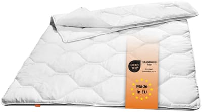 sleepling Komfort 300 dekbed - 4-seizoenen dekbed 135x200 cm - hoes van 100% katoen - als vierseizoenen dekbed of tweelaags dekbed met drukknopen - Made in EU - 135 x 200 cm - wit