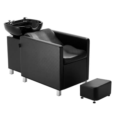 Kappers wasstoel - Backwash shampoo wasunit - Draagvermogen 300 kg - Keramische waskom - Brede voetsteun - Voor kapsalon en spa
