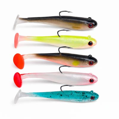S&D | Softbait Set Jig / Shad – 5 stuks – 7cm / 6,5g – Loodkop met Haak – Roofvis Kunstaas Snoekbaars, Snoek & Baars