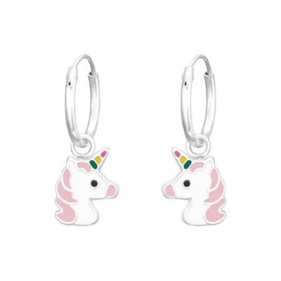 Aramat Jewels | Oorringen | Zilveren Oorringetjes met Eenhoorn Bedel - Schattig Cadeau | | | |8mm | Zilver | Kinderen | Verkleurd niet