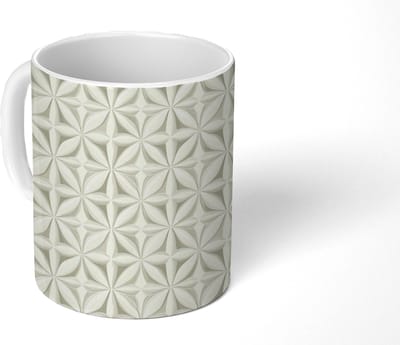 Mok - Koffiemok - Abstract - Structuur - Grijs - Wit - Mokken - 350 ML - Beker - Koffiemokken - Theemok