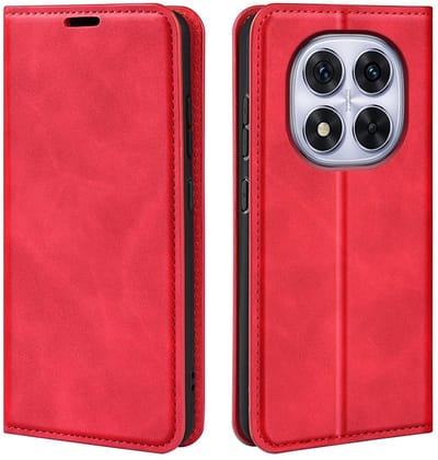 MobyDefend Hoesje - Geschikt voor Xiaomi Redmi Note 14 Pro 5G - Luxe Wallet Bookcase (Magnetische Sluiting) - Rood