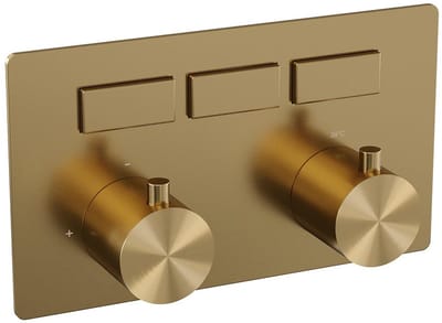 Brauer Gold Edition 3-weg inbouwthermostaat met drukknoppen met in- en afbouwdelen goud geborsteld PVD